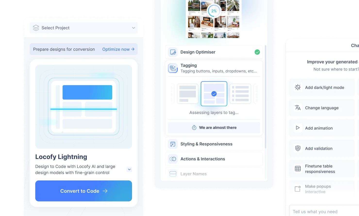 Locofy plugin converting a Figma design into code
