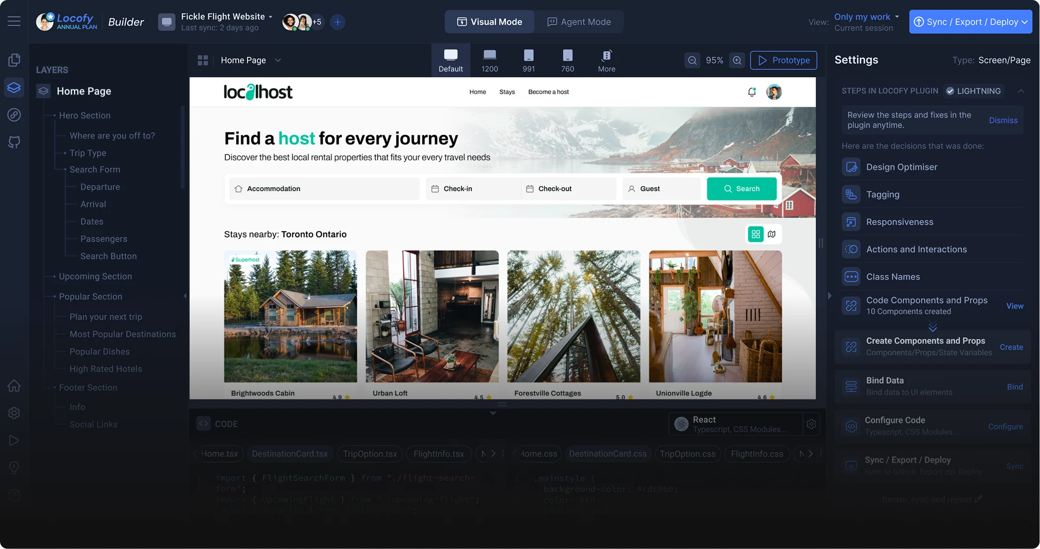 Locofy Builder interface screenshot