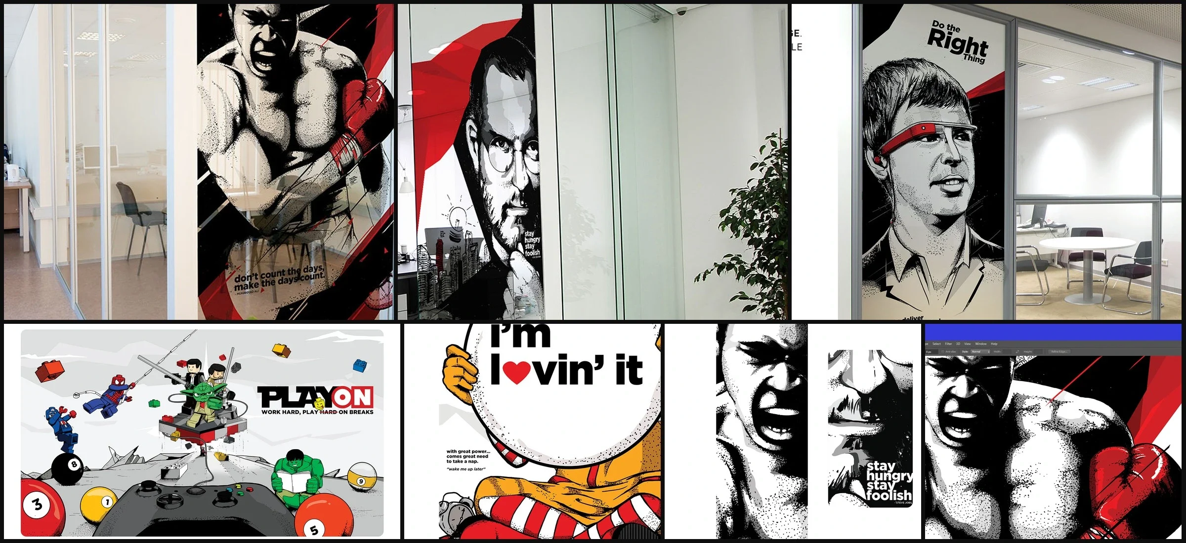 Collage of the Webnatics office wall art series