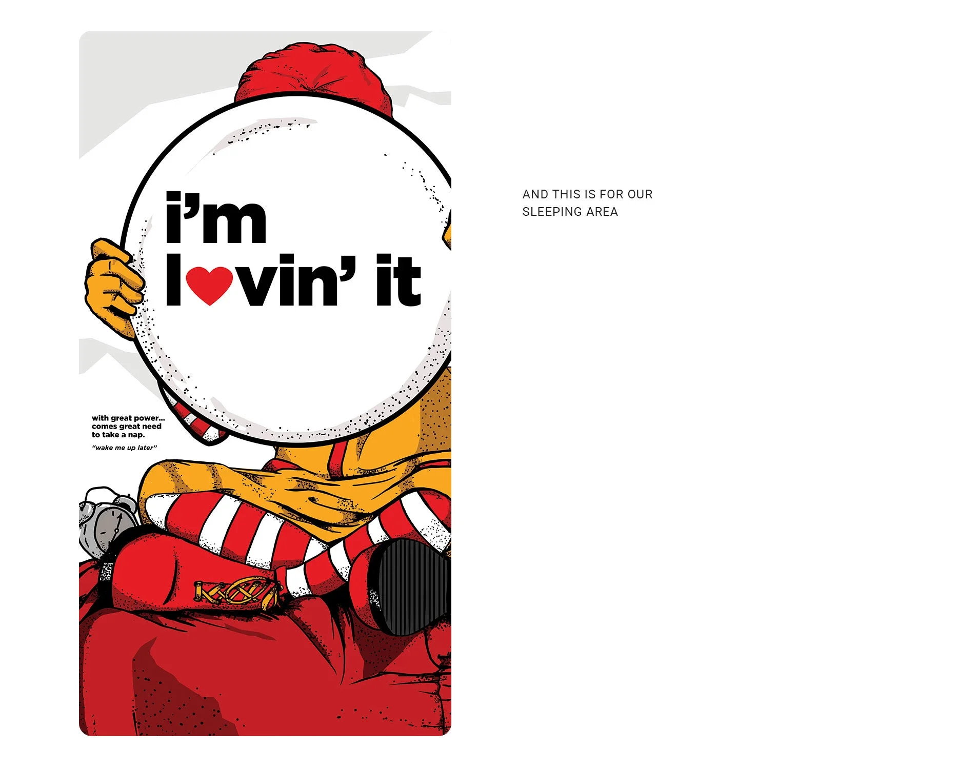 I’m lovin’ it — wall art for the office sleeping area